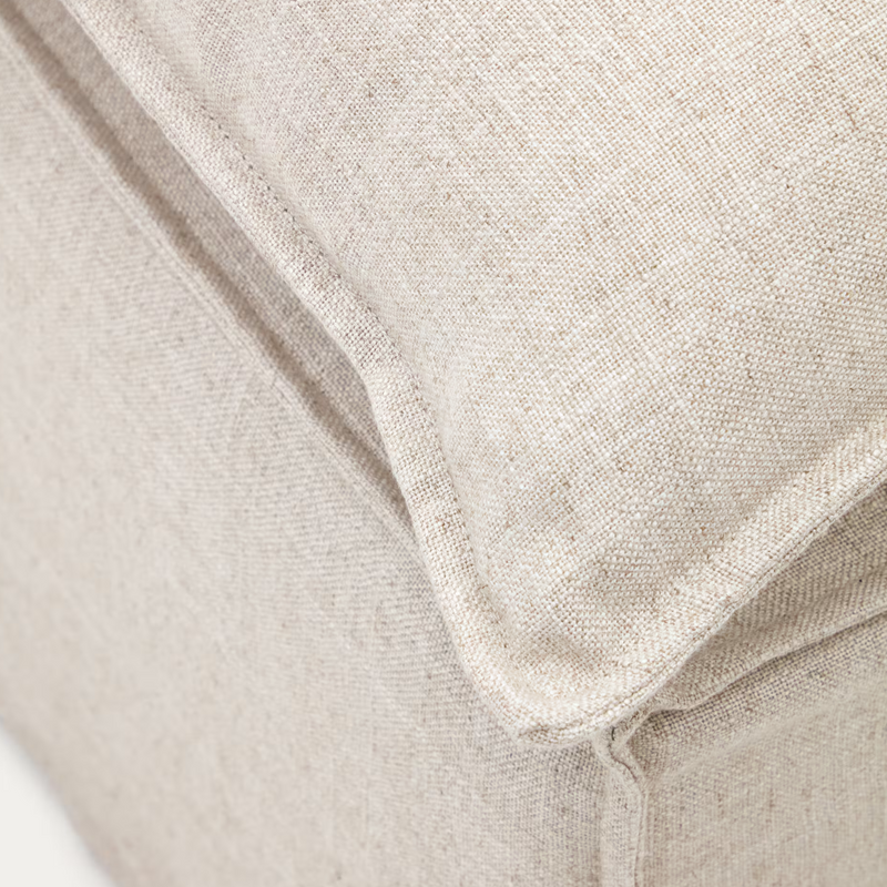 ANARELA Pouffe with removable cover and beige linen cover