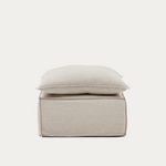 ANARELA Pouffe with removable cover and beige linen cover
