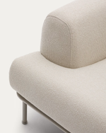 AURUM 3-seater ecru sofa with reclining headrest and a matt grey metal base, 240 cm