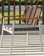 SENSORIA Outdoor lounge armchair with wooden armrests