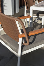 SENSORIA Outdoor lounge armchair with wooden armrests