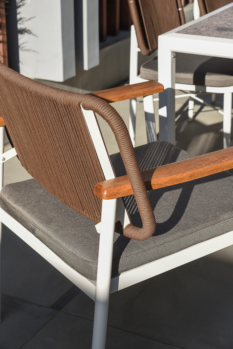 SENSORIA Outdoor lounge armchair with wooden armrests