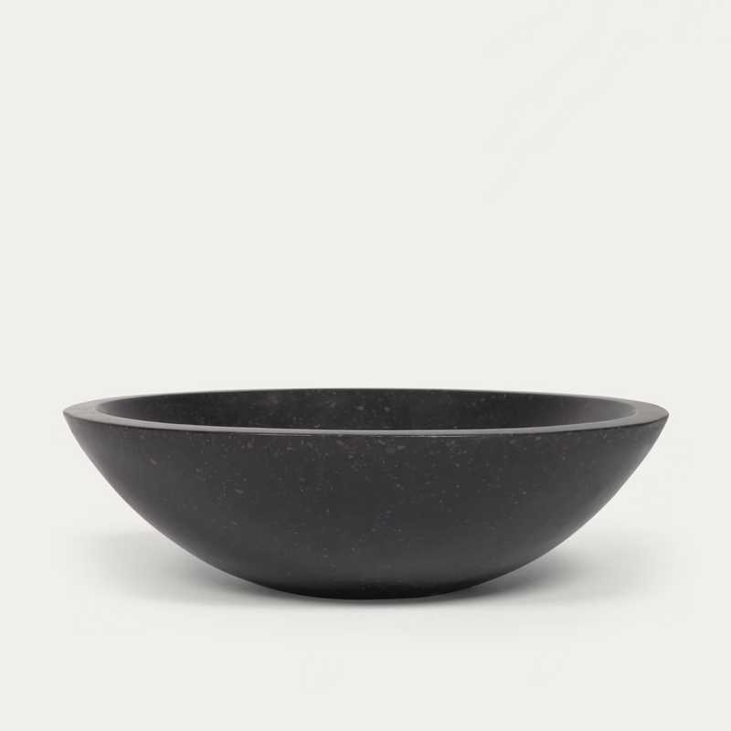 DELINA Round countertop washbasin in black terrazzo Ø 40 cm