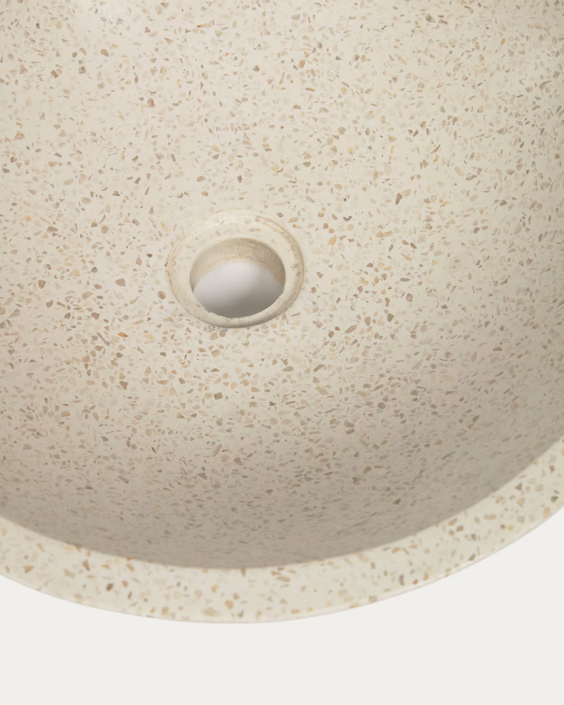 DELINA Round countertop washbasin in white terrazzo Ø 40 cm