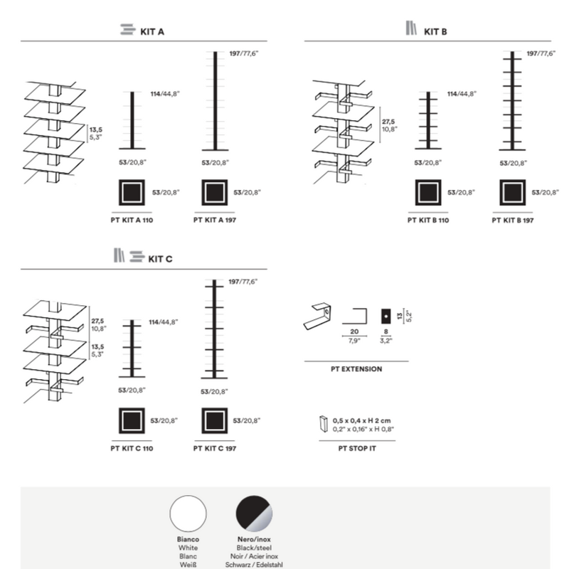 PTOLOMEO X4 Free standing 360° revolving steel bookcase.