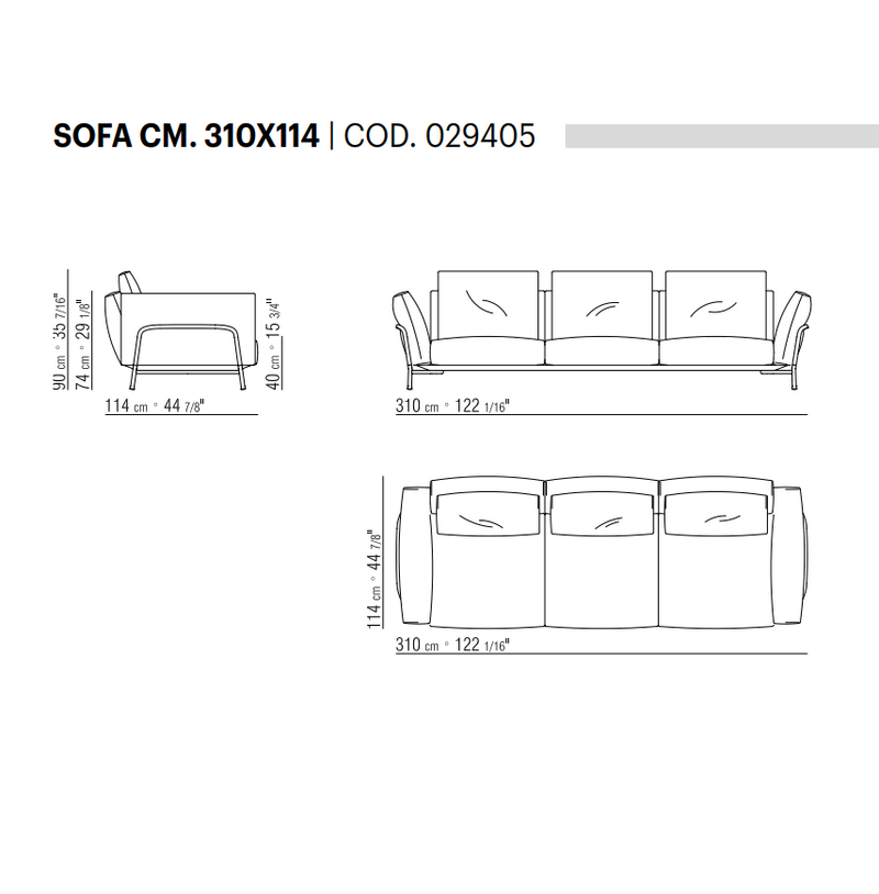 AMBROEUS Sofa, 310 x114 cm