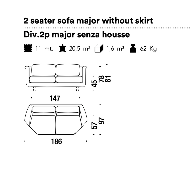 BIG MAMA 2 seater sofa - wooden structure covered with polyurethane foam in varied densities