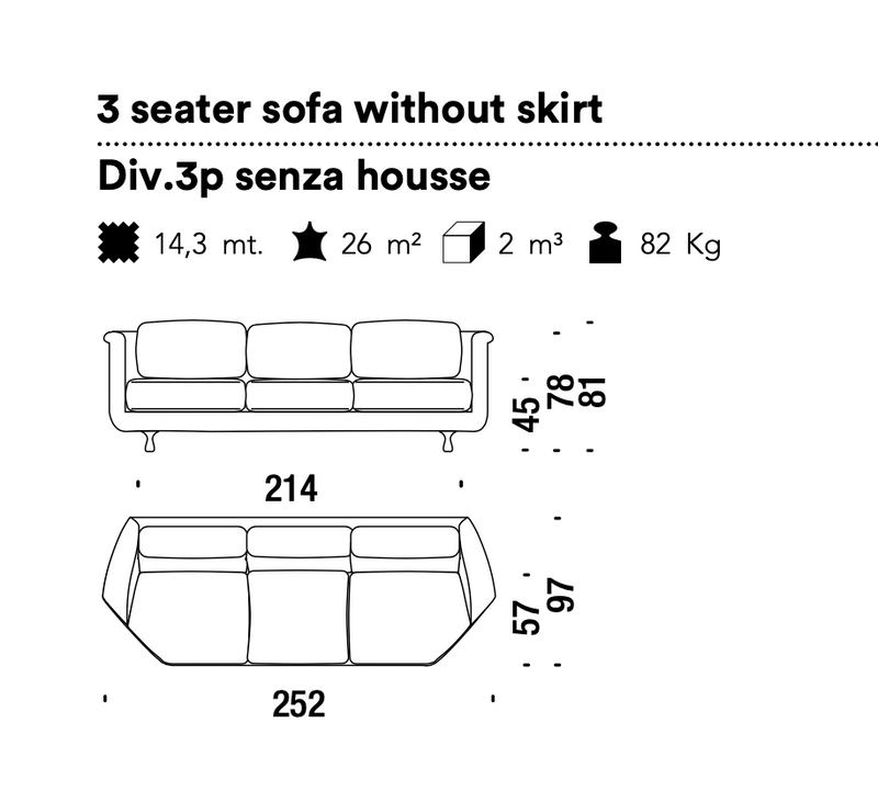 BIG MAMA 3 seater sofa - wooden structure covered with polyurethane foam in varied densities