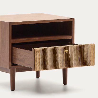 ELAN Noćni ormarić od furnira i punog drva oraha