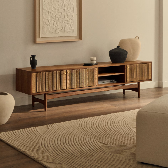 ELAN TV ormarić s 3 vrata od furnira i drva oraha