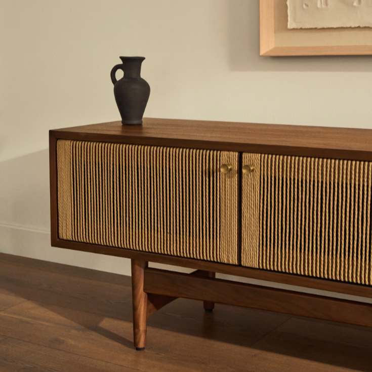 ELAN TV ormarić s 3 vrata od furnira i drva oraha