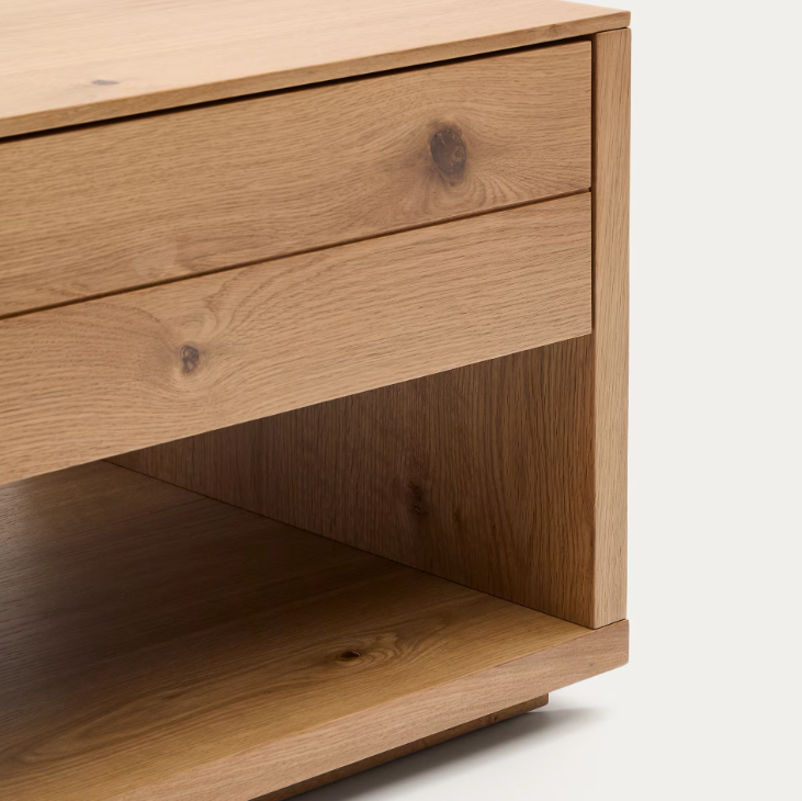 ALGUEMA stolić za kavu 2 ladice u hrastovom furniru