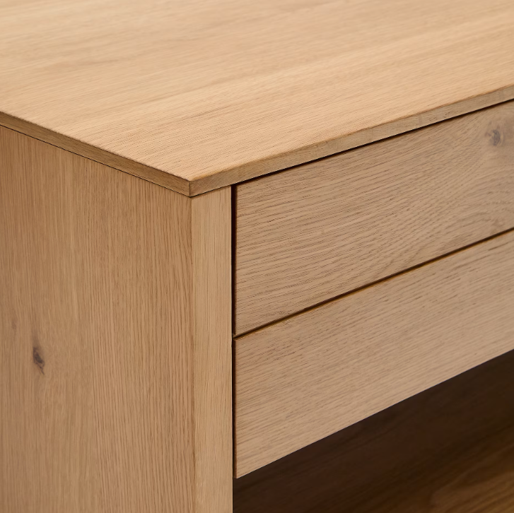 ALGUEMA stolić za kavu 2 ladice u hrastovom furniru