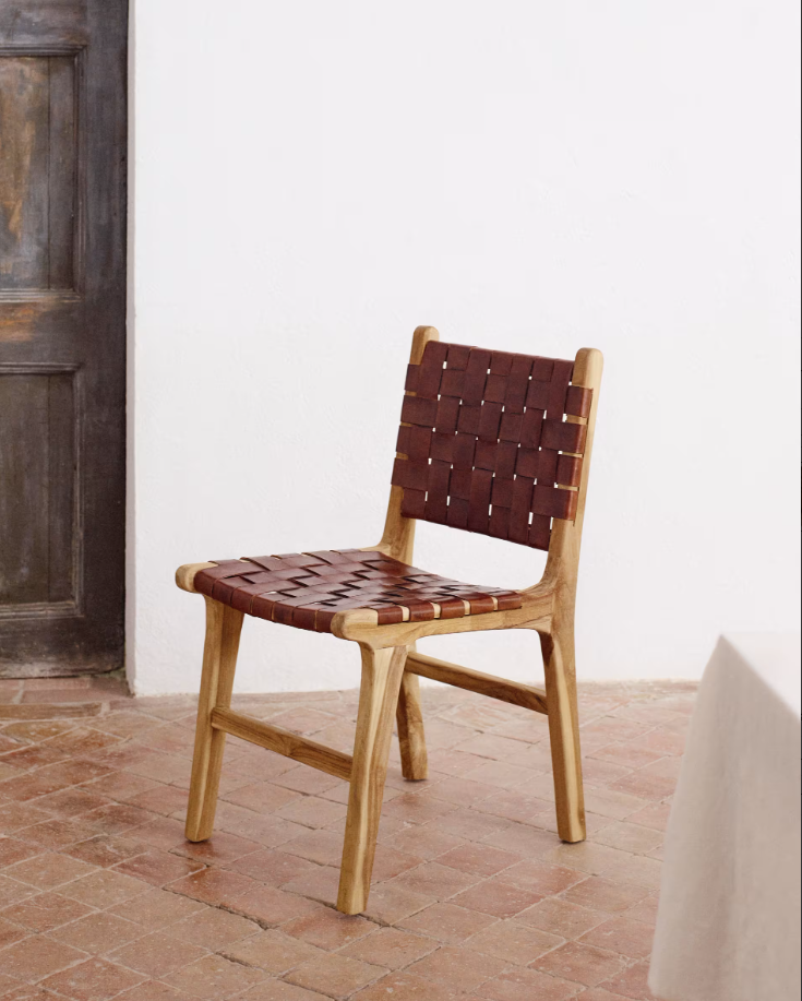 CALIXTA stolica od kože i punog mahagonija