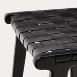 CALIXTA stool in leather and solid mahogany wood 67 cm Height