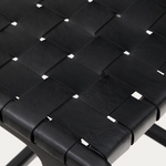 CALIXTA stool in leather and solid mahogany wood 67 cm Height