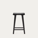 CALIXTA stool in leather and solid mahogany wood 67 cm Height