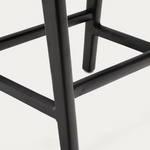 CALIXTA stool in leather and solid mahogany wood 67 cm Height