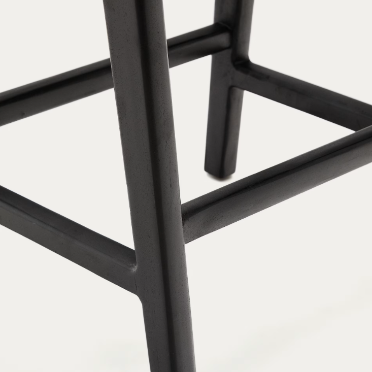 CALIXTA stool in leather and solid mahogany wood 67 cm Height