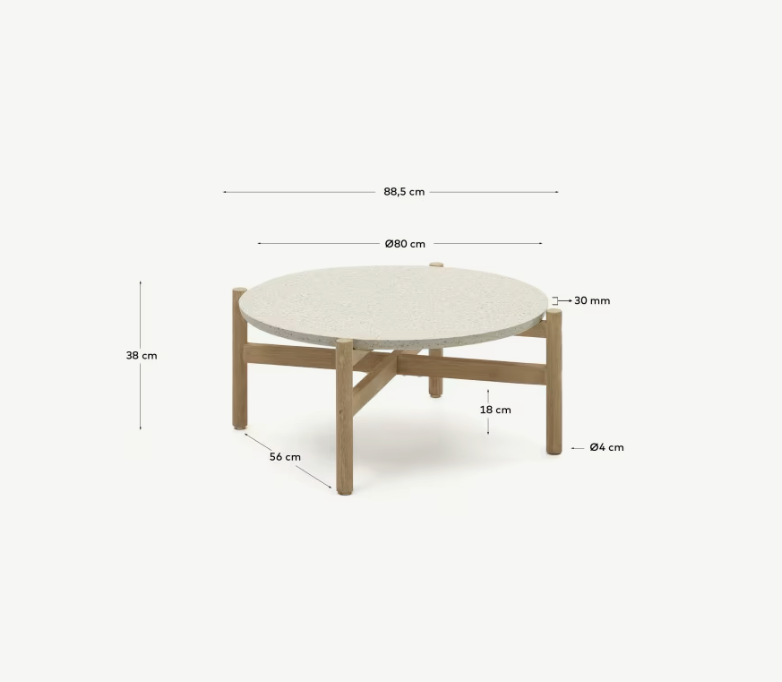 POLA Stol za kavu od Čvrstog drva eukaliptusa i cementa, Ø 84,4 cm