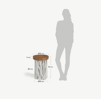 DROM Solid rain and teak wood side table, Ø 35 cm