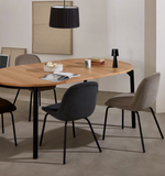 MONTUIRI Okrugli stol na razvlačenje od hrastovog furnira i čeličnih nogu