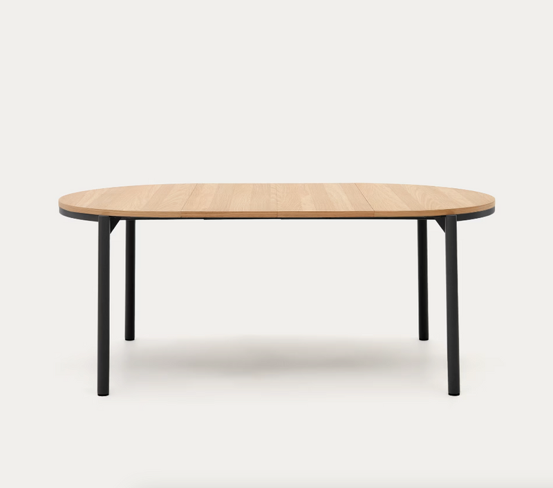 MONTUIRI Okrugli stol na razvlačenje od hrastovog furnira i čeličnih nogu