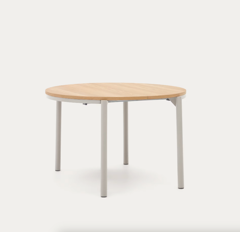 MONTUIRI Okrugli stol na razvlačenje od hrastovog furnira i čeličnih nogu