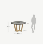 SHANELLE Round table made of white terrazzo and solid acacia wood Ø 120 cm