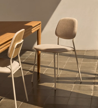 BENILDA stackable beige chair in oak veneer and steel in a beige finish