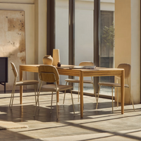 BENILDA stackable beige chair in oak veneer and steel in a beige finish