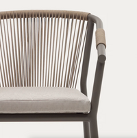 XELIDA stackable garden chair in aluminium and brown cord