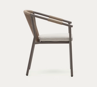 XELIDA stackable garden chair in aluminium and brown cord