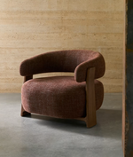 GRANITE Chenille armchair with solid ash wood legs