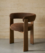 GRANITE 3-legged chair in green chenille and with solid ash wood