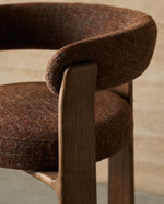 GRANITE 3-legged chair in green chenille and with solid ash wood