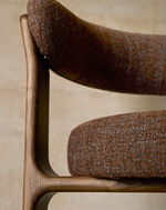 GRANITE 3-legged chair in green chenille and with solid ash wood