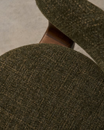 GRANITE 3-legged chair in green chenille and with solid ash wood