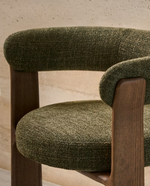 GRANITE 3-legged chair in green chenille and with solid ash wood