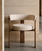 GRANITE 3-legged chair in green chenille and with solid ash wood