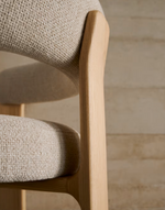 GRANITE 3-legged chair in green chenille and with solid ash wood