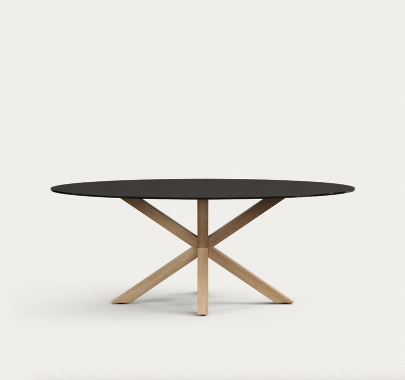 ARGO Ovalni čelični stol s pločom od stakla, 200 x 100 cm