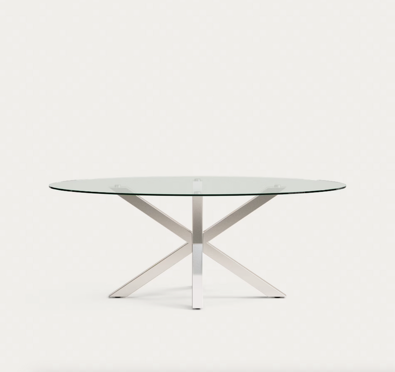 ARGO Ovalni čelični stol s pločom od stakla, 200 x 100 cm