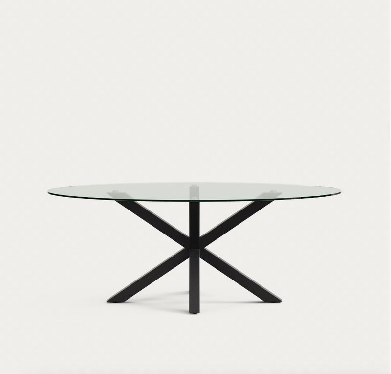 ARGO Ovalni čelični stol s pločom od stakla, 200 x 100 cm