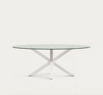 ARGO Ovalni čelični stol s pločom od stakla, 200 x 100 cm