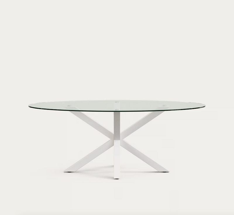 ARGO Ovalni čelični stol s pločom od stakla, 200 x 100 cm