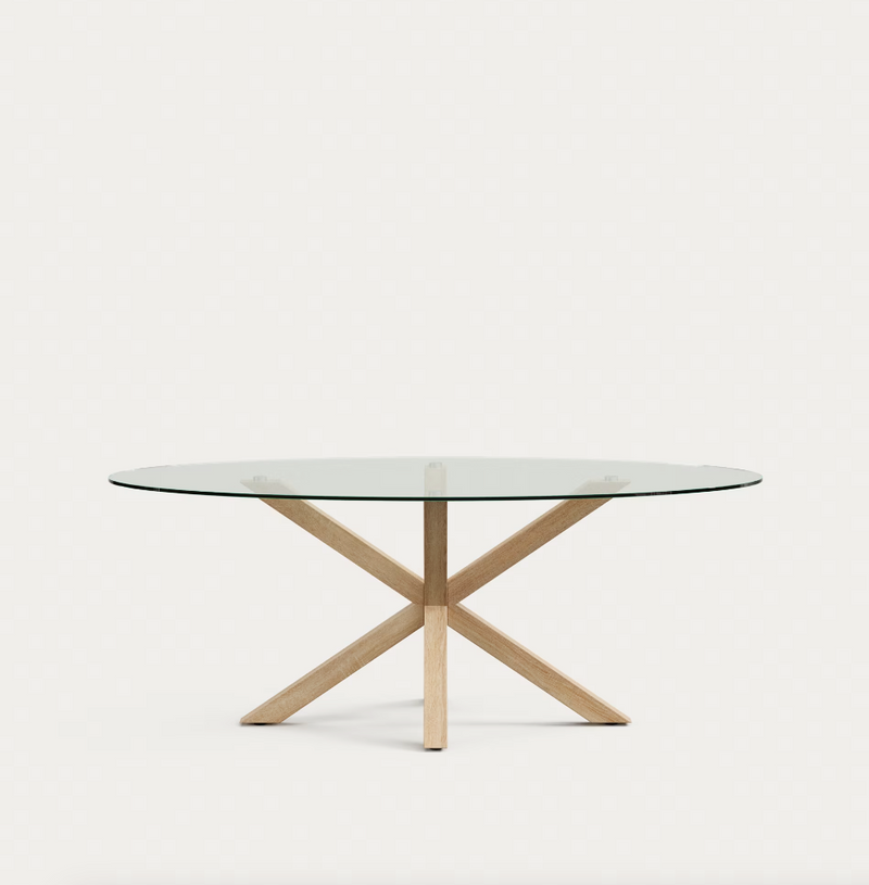 ARGO Ovalni čelični stol s pločom od stakla, 200 x 100 cm