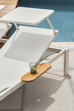 SHINE Stackable teak sunbed with retractable wheels