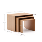 LITTO Set od 3 stola od furnira u prirodnoj završnoj obrai