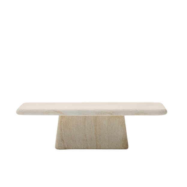 DRASI coffee table in cement with travertine-effect finish 140 x 70cm